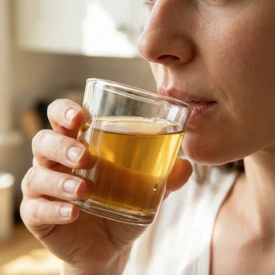 Donna che beve un bicchiere d'acqua